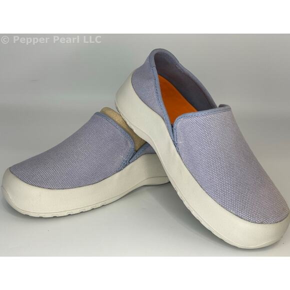 Light Blue Canvas Women's Size 5 Unisex Espadrille Mule Slip On Comfort Shoe - Picture 1 of 11